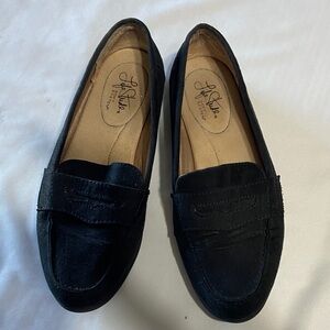 LifeStride Madison Women's 8W Black Suede Slip On Penny Loafers Soft System Wide
